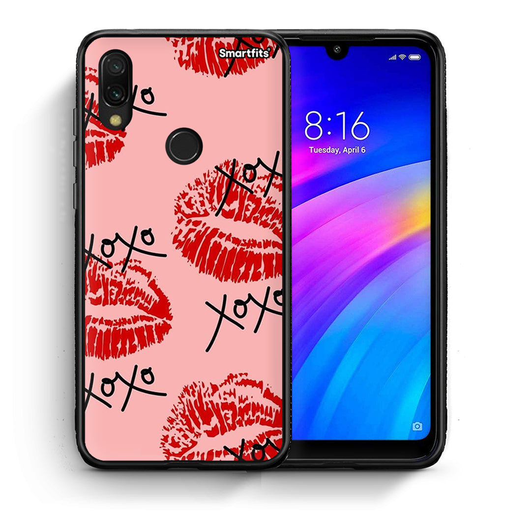 Θήκη Xiaomi Redmi 7 XOXO Lips από τη Smartfits με σχέδιο στο πίσω μέρος και μαύρο περίβλημα | Xiaomi Redmi 7 XOXO Lips case with colorful back and black bezels