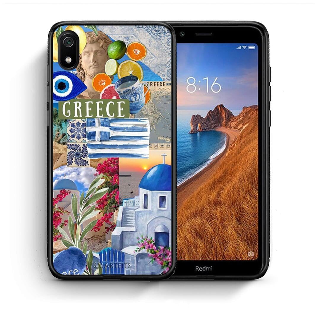 Θήκη Xiaomi Redmi 7A All Greek από τη Smartfits με σχέδιο στο πίσω μέρος και μαύρο περίβλημα | Xiaomi Redmi 7A All Greek case with colorful back and black bezels