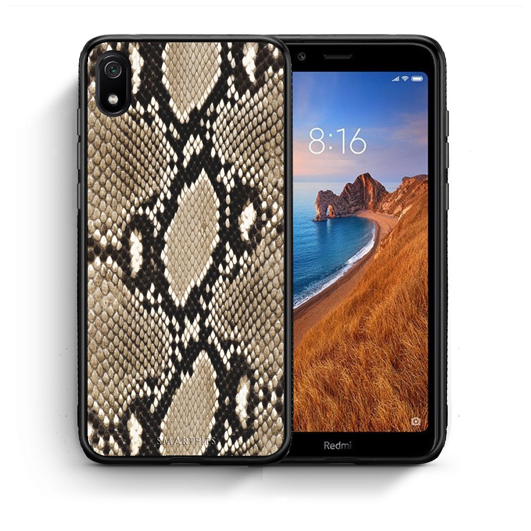 Θήκη Xiaomi Redmi 7A Fashion Snake Animal από τη Smartfits με σχέδιο στο πίσω μέρος και μαύρο περίβλημα | Xiaomi Redmi 7A Fashion Snake Animal case with colorful back and black bezels