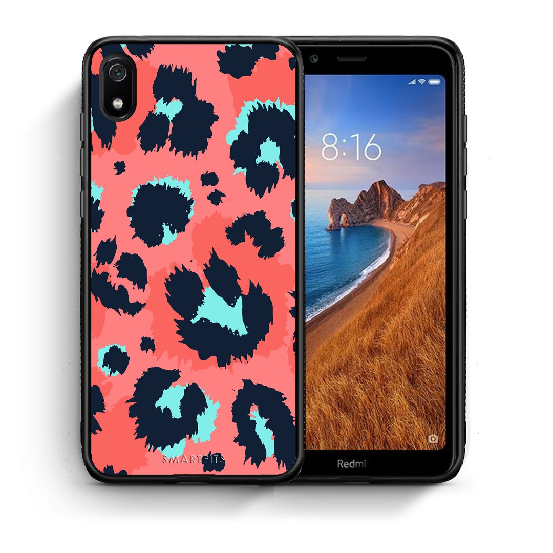 Θήκη Xiaomi Redmi 7A Pink Leopard Animal από τη Smartfits με σχέδιο στο πίσω μέρος και μαύρο περίβλημα | Xiaomi Redmi 7A Pink Leopard Animal case with colorful back and black bezels