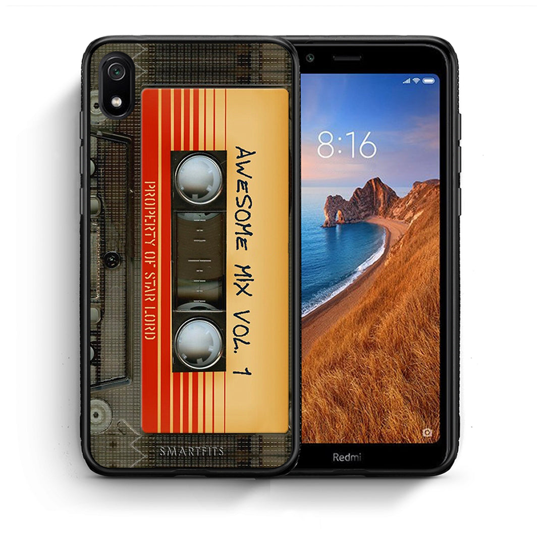 Θήκη Xiaomi Redmi 7A Awesome Mix από τη Smartfits με σχέδιο στο πίσω μέρος και μαύρο περίβλημα | Xiaomi Redmi 7A Awesome Mix case with colorful back and black bezels