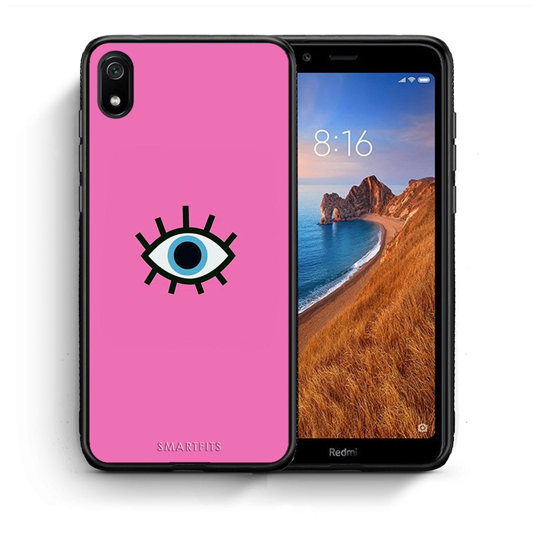 Θήκη Xiaomi Redmi 7A Blue Eye Pink από τη Smartfits με σχέδιο στο πίσω μέρος και μαύρο περίβλημα | Xiaomi Redmi 7A Blue Eye Pink case with colorful back and black bezels