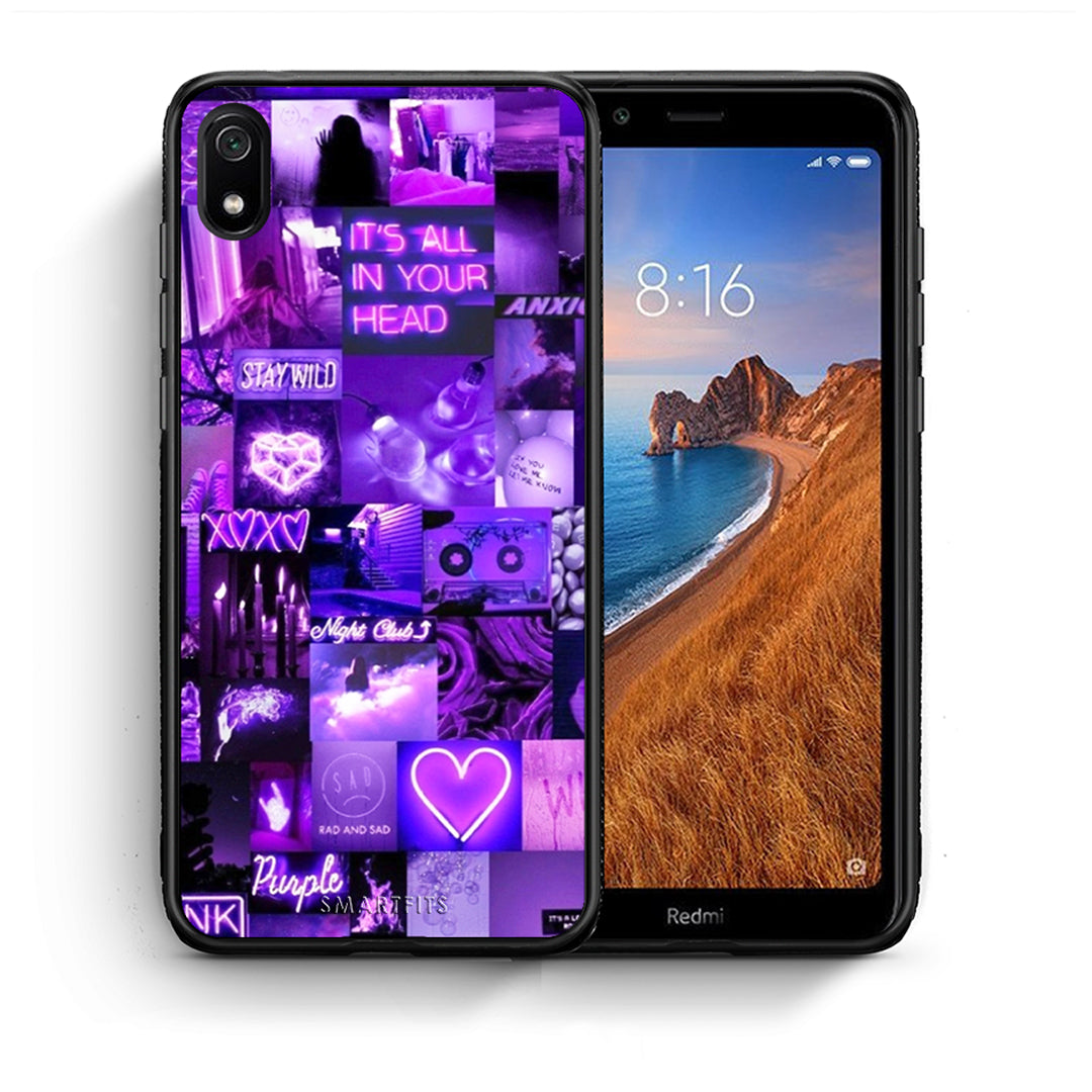 Θήκη Αγίου Βαλεντίνου Xiaomi Redmi 7A Collage Stay Wild από τη Smartfits με σχέδιο στο πίσω μέρος και μαύρο περίβλημα | Xiaomi Redmi 7A Collage Stay Wild case with colorful back and black bezels
