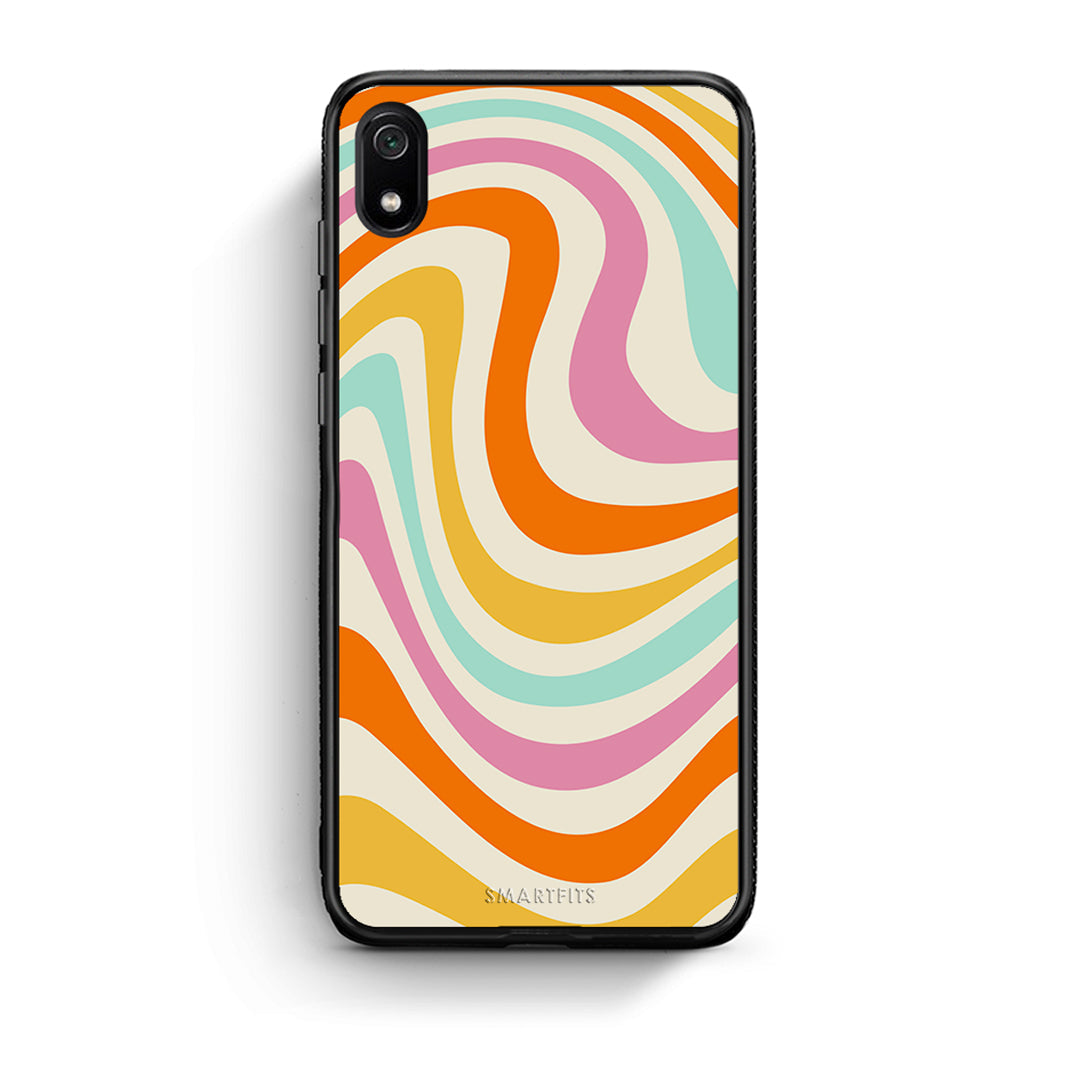 Xiaomi Redmi 7A Colourful Waves θήκη από τη Smartfits με σχέδιο στο πίσω μέρος και μαύρο περίβλημα | Smartphone case with colorful back and black bezels by Smartfits