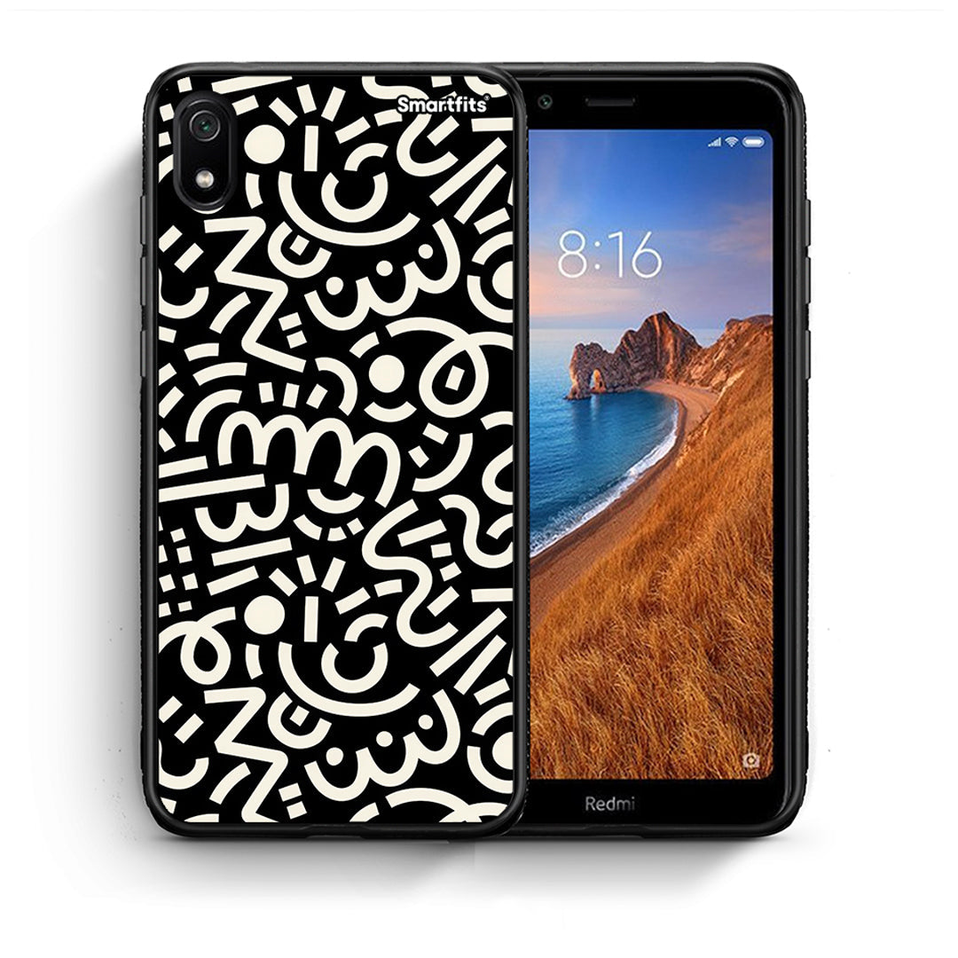 Θήκη Xiaomi Redmi 7A Doodle Art από τη Smartfits με σχέδιο στο πίσω μέρος και μαύρο περίβλημα | Xiaomi Redmi 7A Doodle Art case with colorful back and black bezels