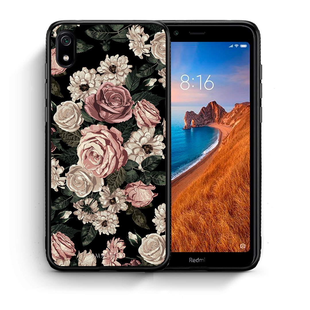 Θήκη Xiaomi Redmi 7A Wild Roses Flower από τη Smartfits με σχέδιο στο πίσω μέρος και μαύρο περίβλημα | Xiaomi Redmi 7A Wild Roses Flower case with colorful back and black bezels