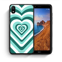 Thumbnail for Θήκη Xiaomi Redmi 7A Green Hearts από τη Smartfits με σχέδιο στο πίσω μέρος και μαύρο περίβλημα | Xiaomi Redmi 7A Green Hearts case with colorful back and black bezels