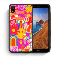 Thumbnail for Θήκη Xiaomi Redmi 7A Hippie Love από τη Smartfits με σχέδιο στο πίσω μέρος και μαύρο περίβλημα | Xiaomi Redmi 7A Hippie Love case with colorful back and black bezels