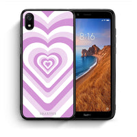 Thumbnail for Θήκη Xiaomi Redmi 7A Lilac Hearts από τη Smartfits με σχέδιο στο πίσω μέρος και μαύρο περίβλημα | Xiaomi Redmi 7A Lilac Hearts case with colorful back and black bezels