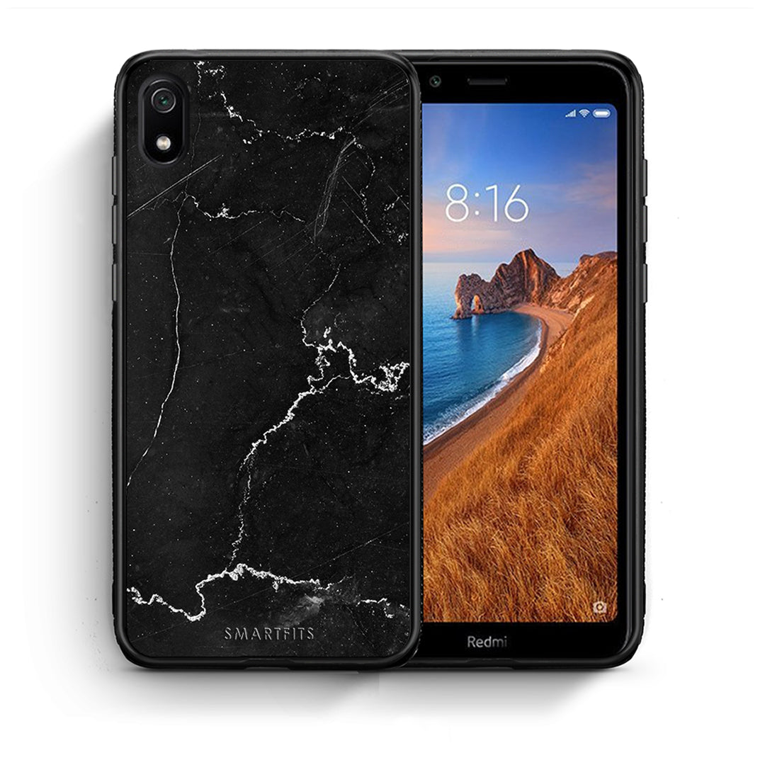 Θήκη Xiaomi Redmi 7A Marble Black από τη Smartfits με σχέδιο στο πίσω μέρος και μαύρο περίβλημα | Xiaomi Redmi 7A Marble Black case with colorful back and black bezels