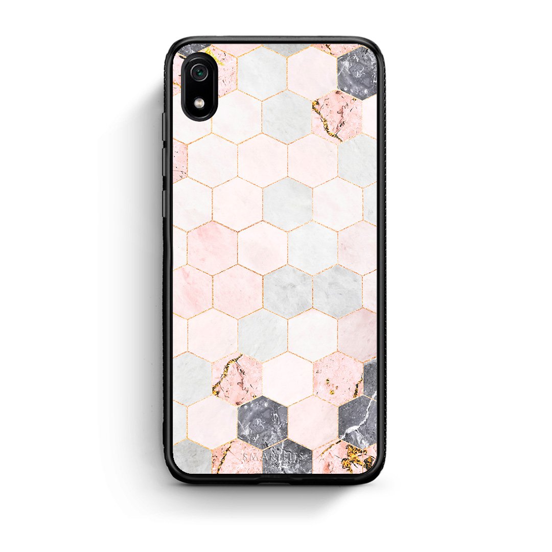 4 - Xiaomi Redmi 7A Hexagon Pink Marble case, cover, bumper