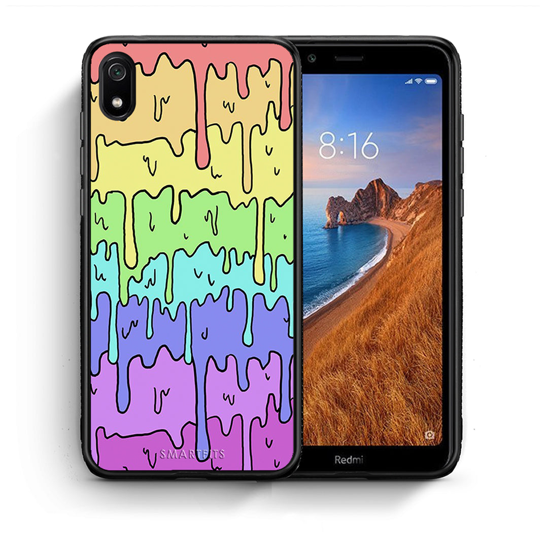 Θήκη Xiaomi Redmi 7A Melting Rainbow από τη Smartfits με σχέδιο στο πίσω μέρος και μαύρο περίβλημα | Xiaomi Redmi 7A Melting Rainbow case with colorful back and black bezels