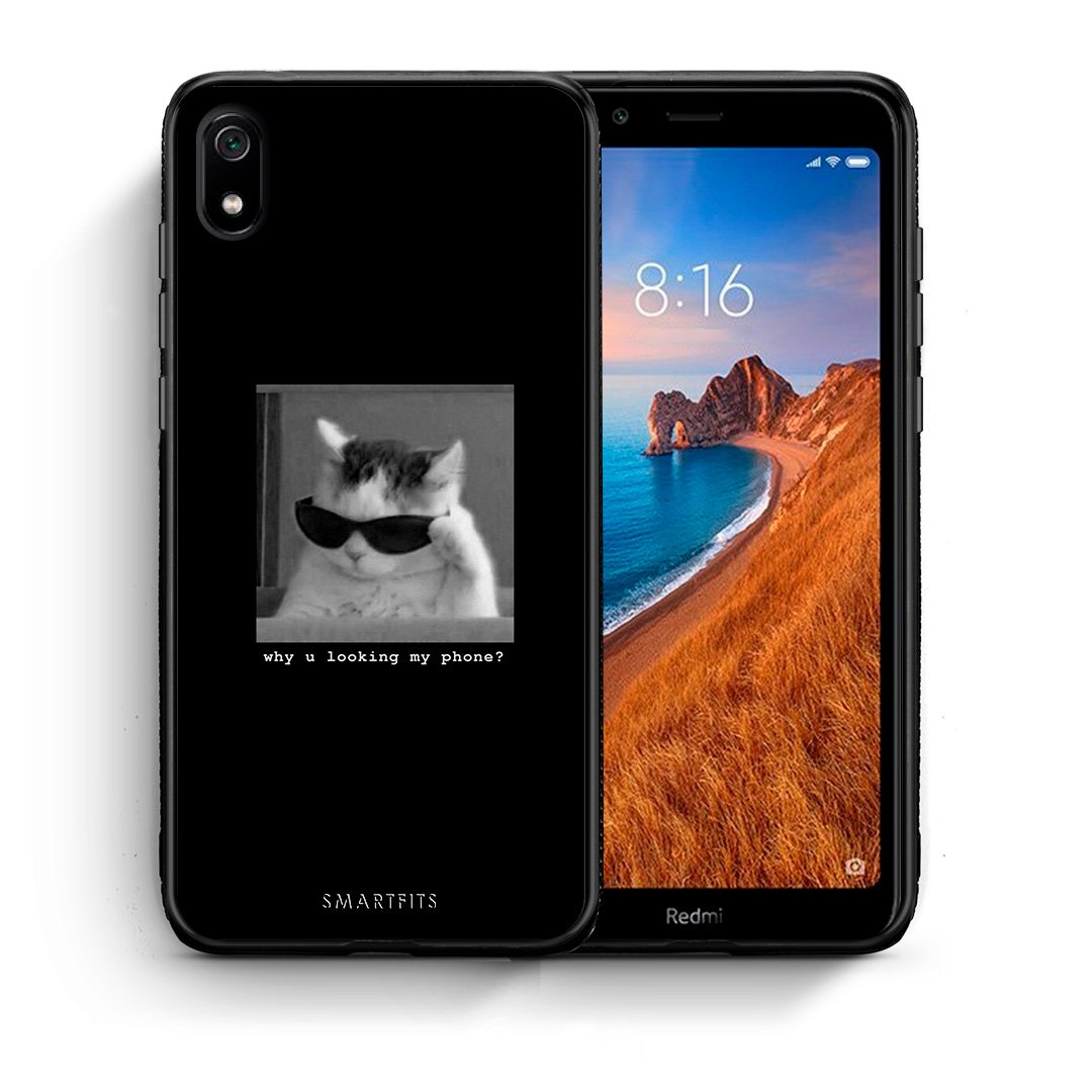 Θήκη Xiaomi Redmi 7A Meme Cat από τη Smartfits με σχέδιο στο πίσω μέρος και μαύρο περίβλημα | Xiaomi Redmi 7A Meme Cat case with colorful back and black bezels