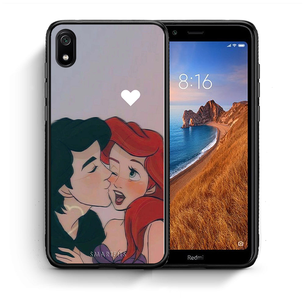 Θήκη Αγίου Βαλεντίνου Xiaomi Redmi 7A Mermaid Love από τη Smartfits με σχέδιο στο πίσω μέρος και μαύρο περίβλημα | Xiaomi Redmi 7A Mermaid Love case with colorful back and black bezels