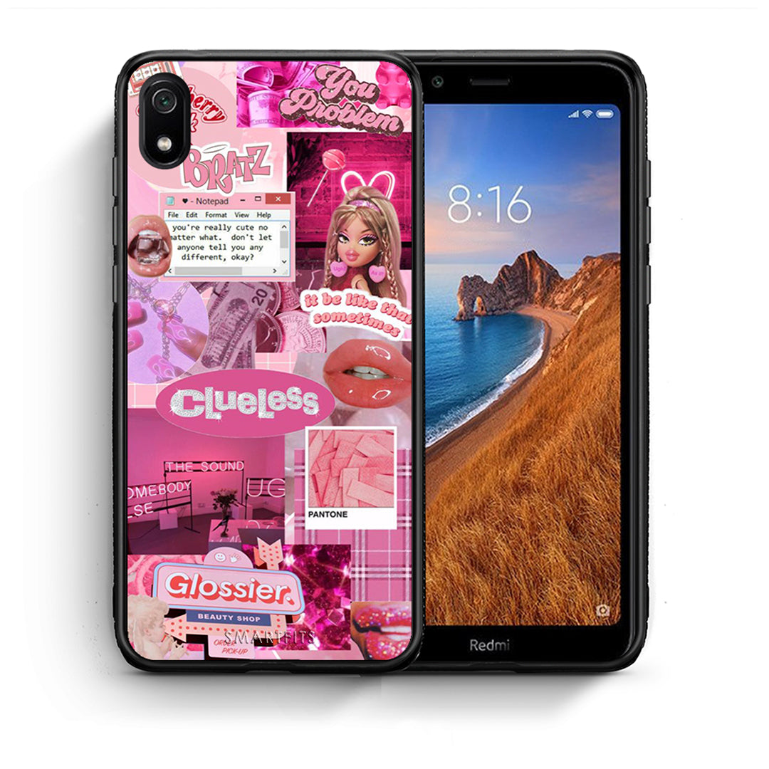 Θήκη Αγίου Βαλεντίνου Xiaomi Redmi 7A Pink Love από τη Smartfits με σχέδιο στο πίσω μέρος και μαύρο περίβλημα | Xiaomi Redmi 7A Pink Love case with colorful back and black bezels