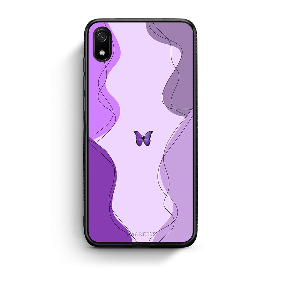 Xiaomi Redmi 7A Purple Mariposa Θήκη Αγίου Βαλεντίνου από τη Smartfits με σχέδιο στο πίσω μέρος και μαύρο περίβλημα | Smartphone case with colorful back and black bezels by Smartfits