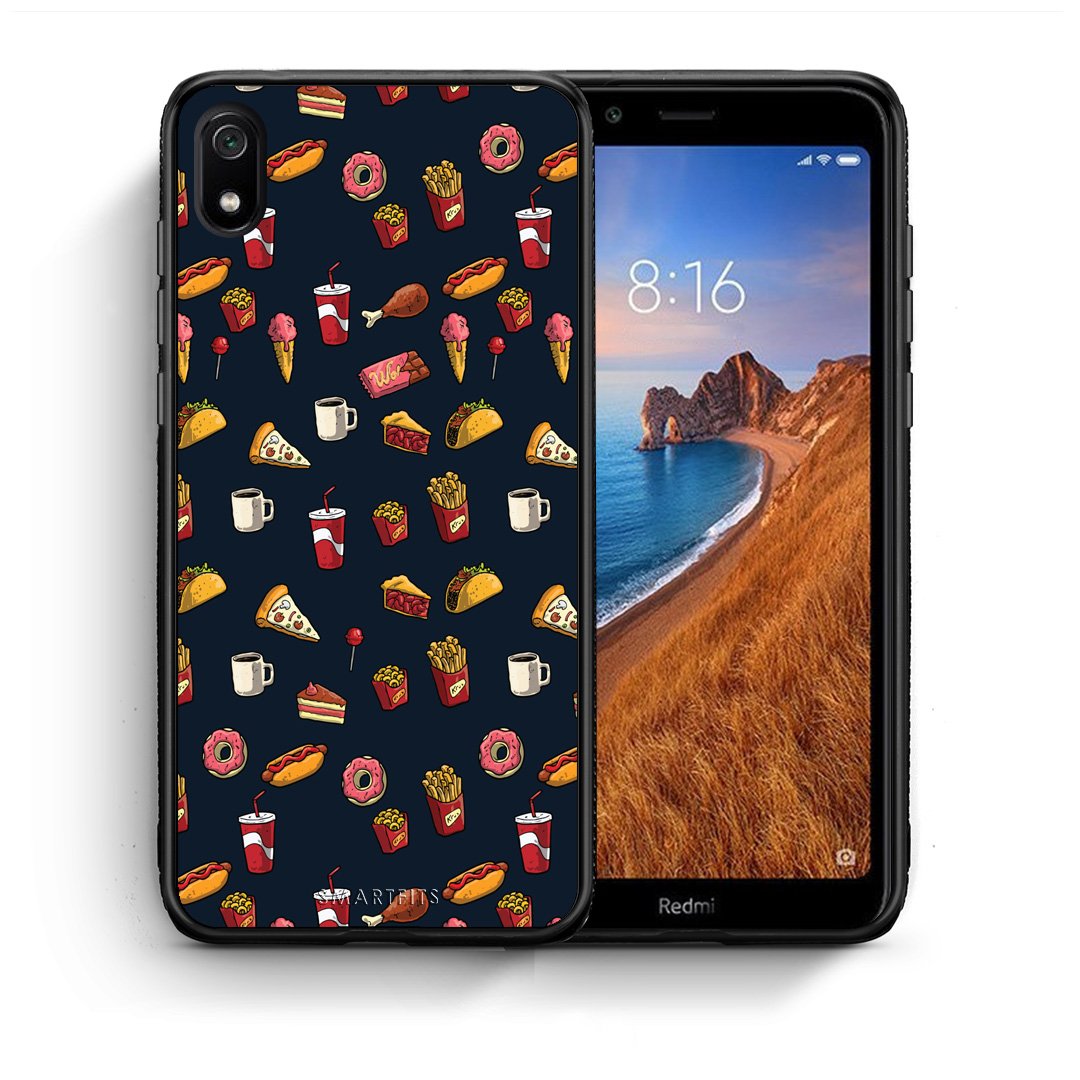 Θήκη Xiaomi Redmi 7A Hungry Random από τη Smartfits με σχέδιο στο πίσω μέρος και μαύρο περίβλημα | Xiaomi Redmi 7A Hungry Random case with colorful back and black bezels