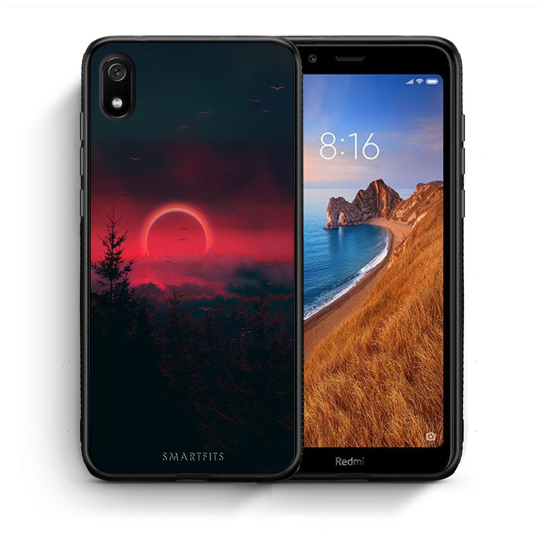 Θήκη Xiaomi Redmi 7A Sunset Tropic από τη Smartfits με σχέδιο στο πίσω μέρος και μαύρο περίβλημα | Xiaomi Redmi 7A Sunset Tropic case with colorful back and black bezels