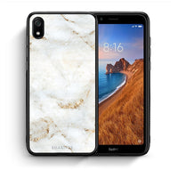 Thumbnail for Θήκη Xiaomi Redmi 7A White Gold Marble από τη Smartfits με σχέδιο στο πίσω μέρος και μαύρο περίβλημα | Xiaomi Redmi 7A White Gold Marble case with colorful back and black bezels