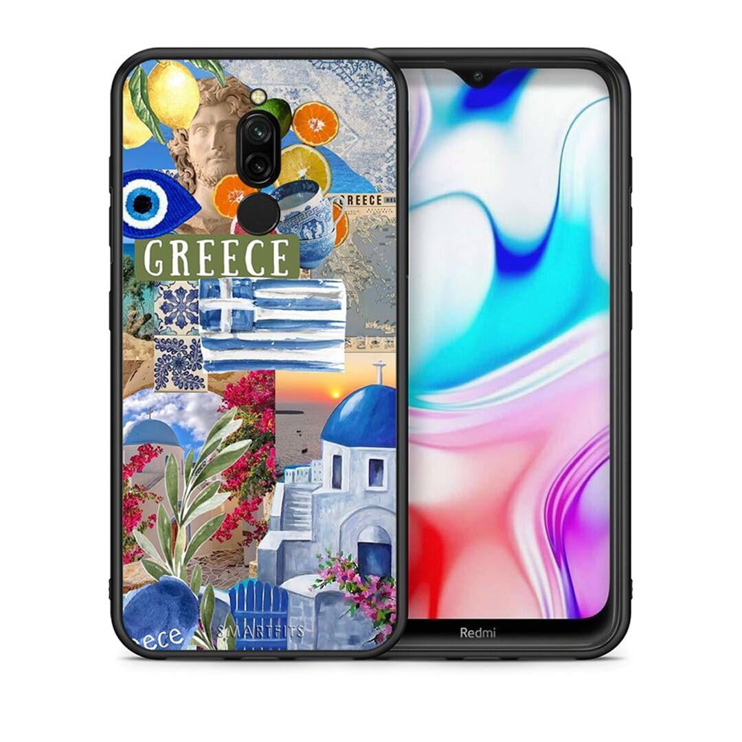 Θήκη Xiaomi Redmi 8 All Greek από τη Smartfits με σχέδιο στο πίσω μέρος και μαύρο περίβλημα | Xiaomi Redmi 8 All Greek case with colorful back and black bezels