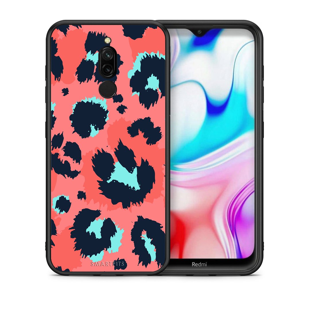 Θήκη Xiaomi Redmi 8 Pink Leopard Animal από τη Smartfits με σχέδιο στο πίσω μέρος και μαύρο περίβλημα | Xiaomi Redmi 8 Pink Leopard Animal case with colorful back and black bezels