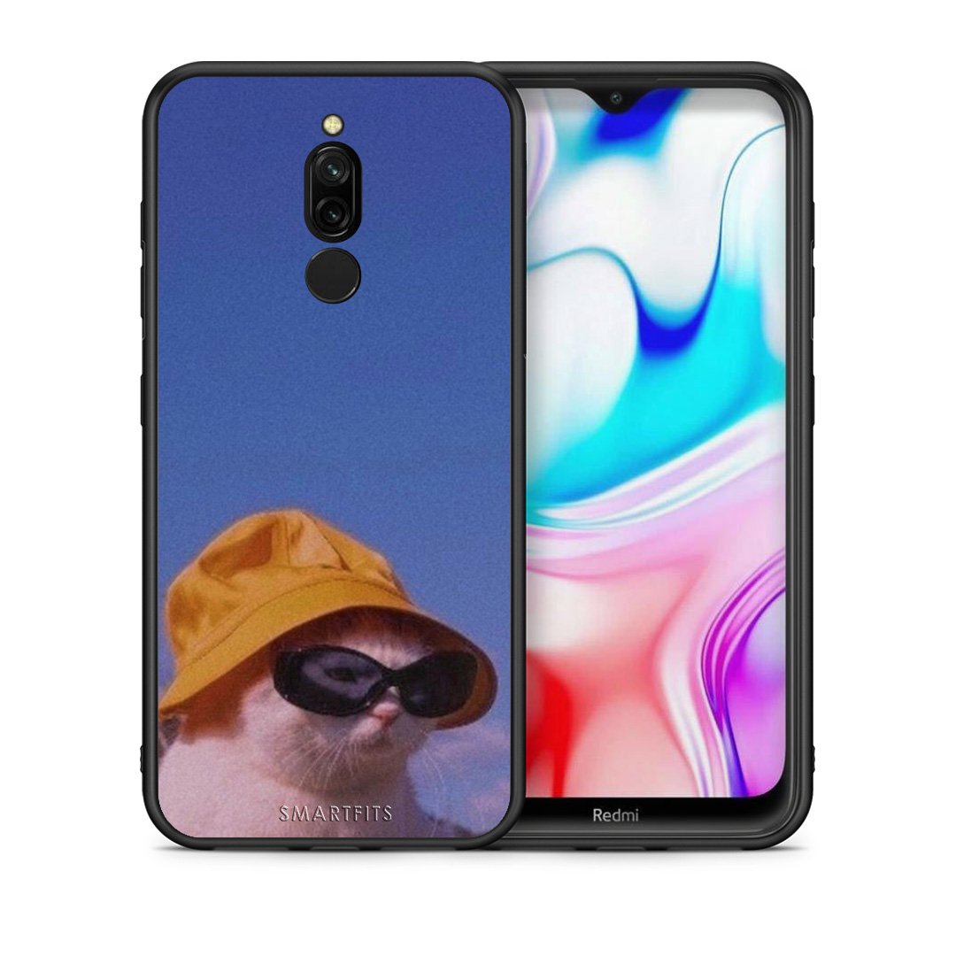 Θήκη Xiaomi Redmi 8 Cat Diva από τη Smartfits με σχέδιο στο πίσω μέρος και μαύρο περίβλημα | Xiaomi Redmi 8 Cat Diva case with colorful back and black bezels