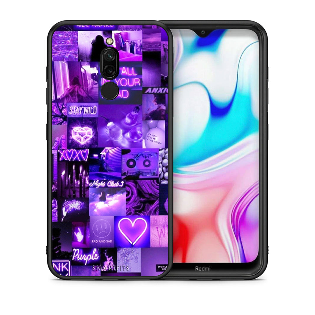 Θήκη Αγίου Βαλεντίνου Xiaomi Redmi 8 Collage Stay Wild από τη Smartfits με σχέδιο στο πίσω μέρος και μαύρο περίβλημα | Xiaomi Redmi 8 Collage Stay Wild case with colorful back and black bezels