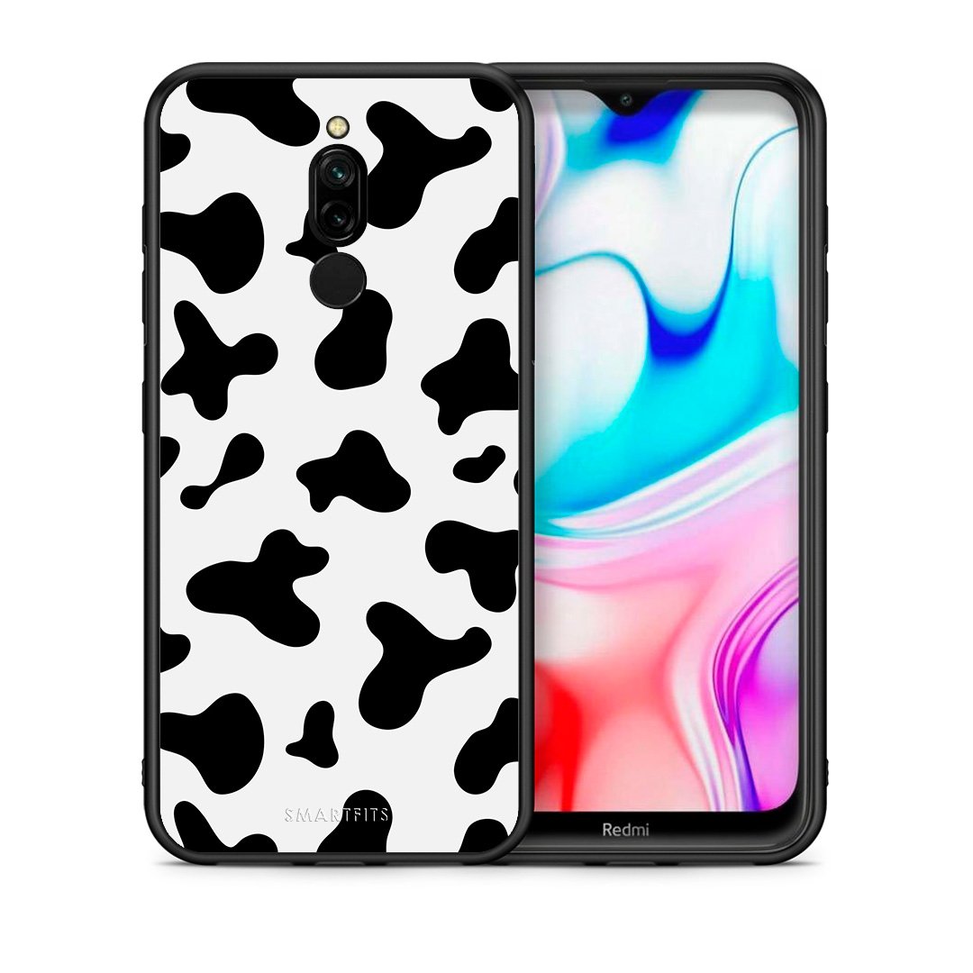 Θήκη Xiaomi Redmi 8 Cow Print από τη Smartfits με σχέδιο στο πίσω μέρος και μαύρο περίβλημα | Xiaomi Redmi 8 Cow Print case with colorful back and black bezels
