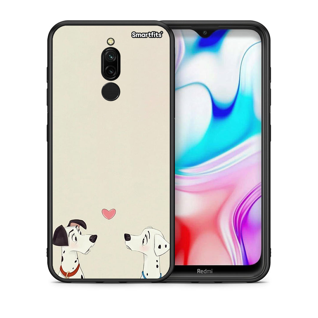 Θήκη Xiaomi Redmi 8 Dalmatians Love από τη Smartfits με σχέδιο στο πίσω μέρος και μαύρο περίβλημα | Xiaomi Redmi 8 Dalmatians Love case with colorful back and black bezels
