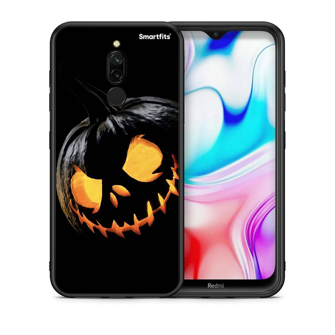 Θήκη Xiaomi Redmi 8 Halloween Scary Pumpkin από τη Smartfits με σχέδιο στο πίσω μέρος και μαύρο περίβλημα | Xiaomi Redmi 8 Halloween Scary Pumpkin case with colorful back and black bezels