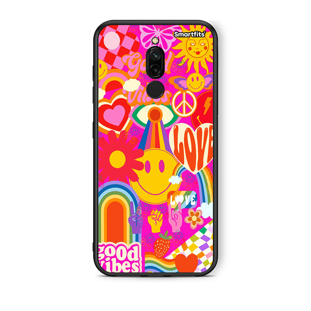 Xiaomi Redmi 8 Hippie Love θήκη από τη Smartfits με σχέδιο στο πίσω μέρος και μαύρο περίβλημα | Smartphone case with colorful back and black bezels by Smartfits