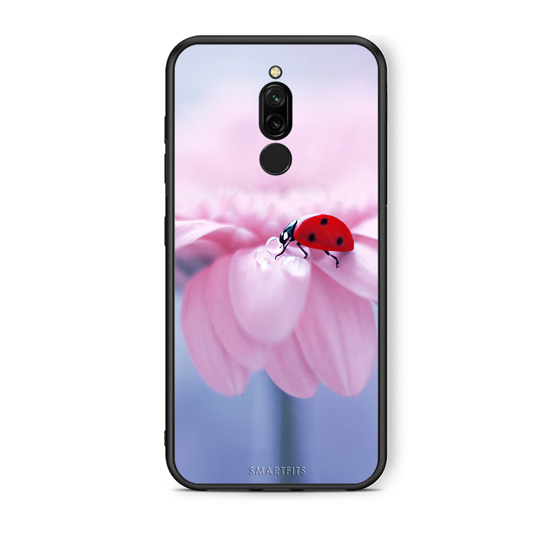 Xiaomi Redmi 8 Ladybug Flower θήκη από τη Smartfits με σχέδιο στο πίσω μέρος και μαύρο περίβλημα | Smartphone case with colorful back and black bezels by Smartfits