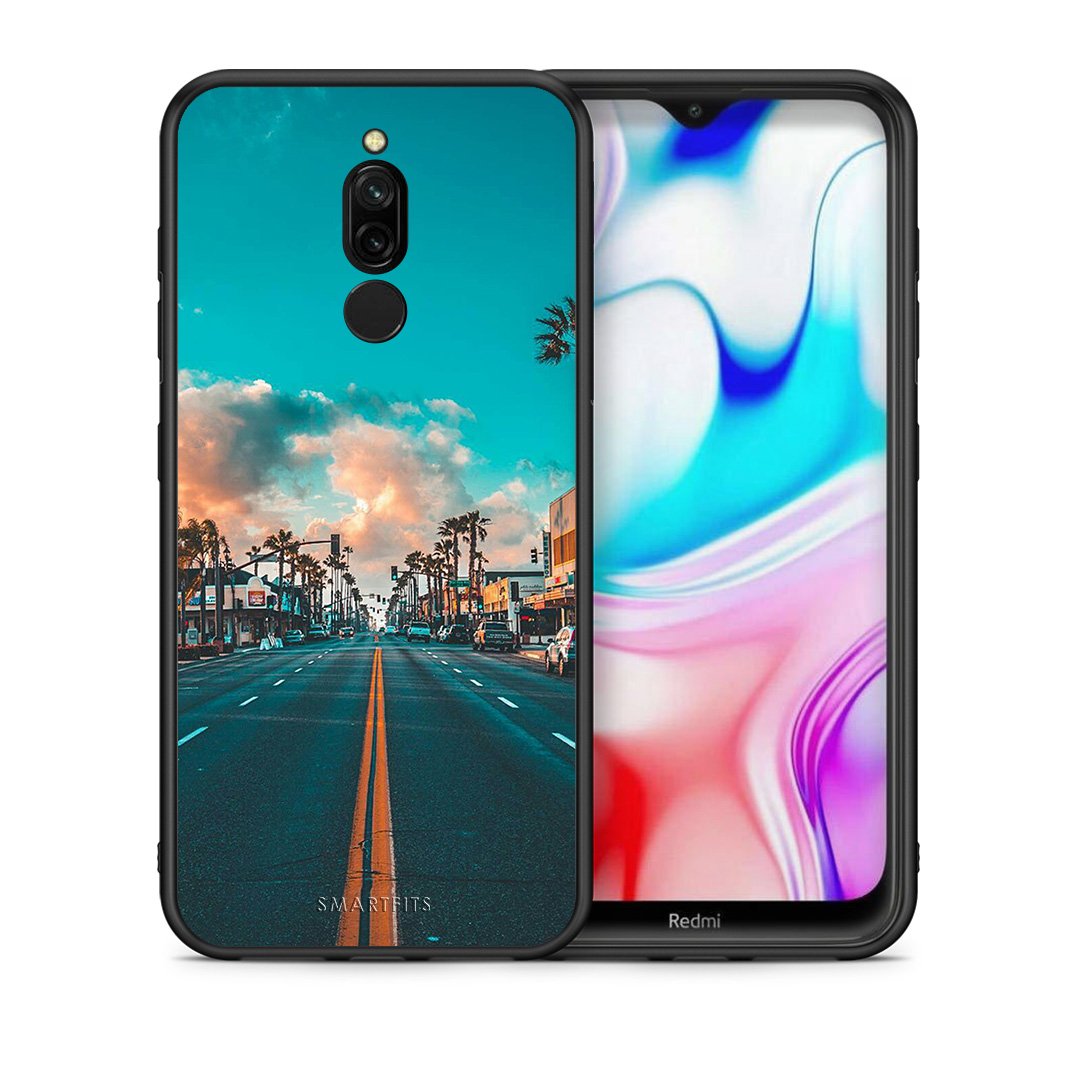 Θήκη Xiaomi Redmi 8 City Landscape από τη Smartfits με σχέδιο στο πίσω μέρος και μαύρο περίβλημα | Xiaomi Redmi 8 City Landscape case with colorful back and black bezels