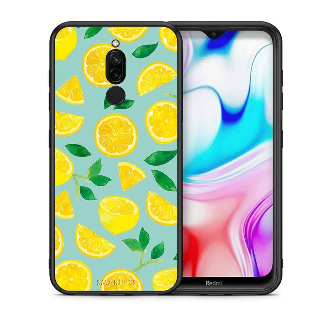 Θήκη Xiaomi Redmi 8 Lemons από τη Smartfits με σχέδιο στο πίσω μέρος και μαύρο περίβλημα | Xiaomi Redmi 8 Lemons case with colorful back and black bezels