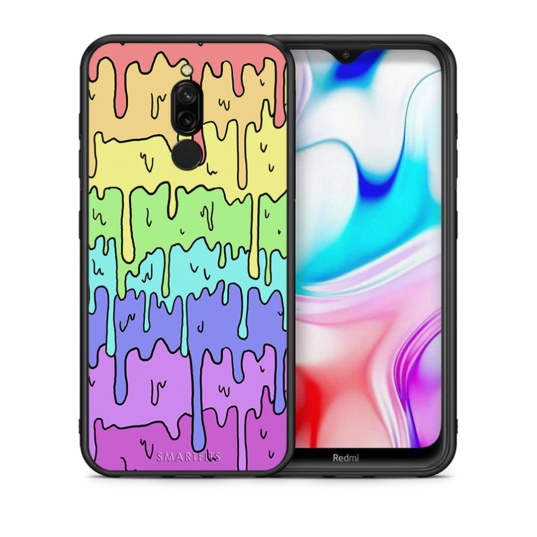 Θήκη Xiaomi Redmi 8 Melting Rainbow από τη Smartfits με σχέδιο στο πίσω μέρος και μαύρο περίβλημα | Xiaomi Redmi 8 Melting Rainbow case with colorful back and black bezels