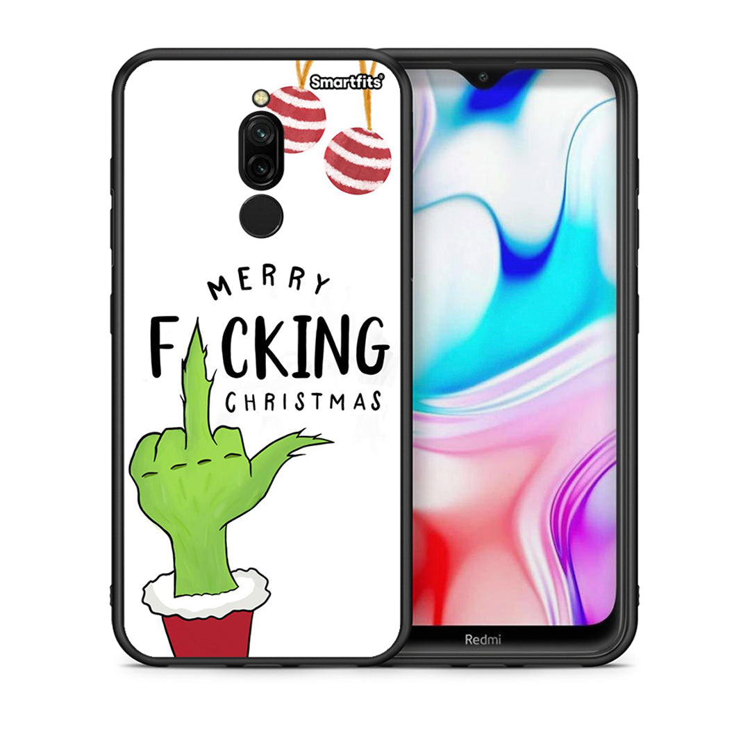 Θήκη Xiaomi Redmi 8 Merry F Xmas από τη Smartfits με σχέδιο στο πίσω μέρος και μαύρο περίβλημα | Xiaomi Redmi 8 Merry F Xmas case with colorful back and black bezels