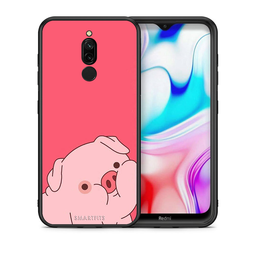 Θήκη Αγίου Βαλεντίνου Xiaomi Redmi 8 Pig Love 1 από τη Smartfits με σχέδιο στο πίσω μέρος και μαύρο περίβλημα | Xiaomi Redmi 8 Pig Love 1 case with colorful back and black bezels