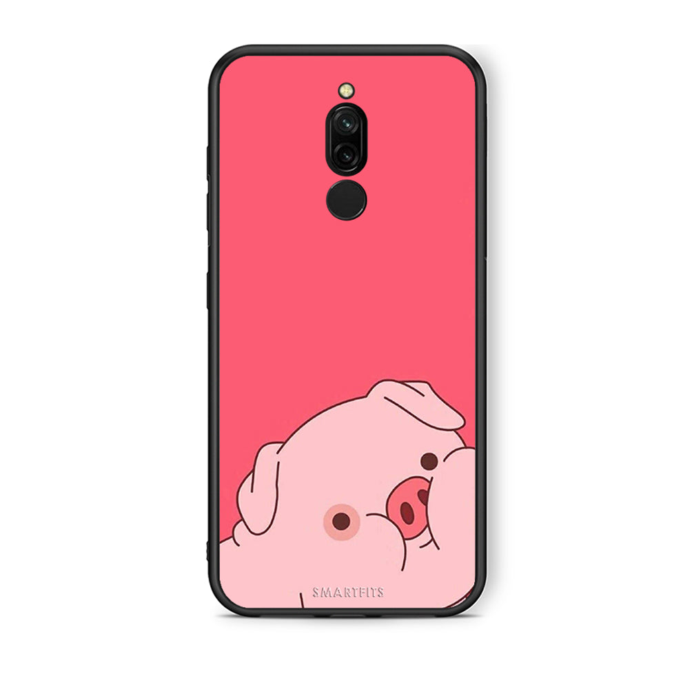 Xiaomi Redmi 8 Pig Love 1 Θήκη Αγίου Βαλεντίνου από τη Smartfits με σχέδιο στο πίσω μέρος και μαύρο περίβλημα | Smartphone case with colorful back and black bezels by Smartfits