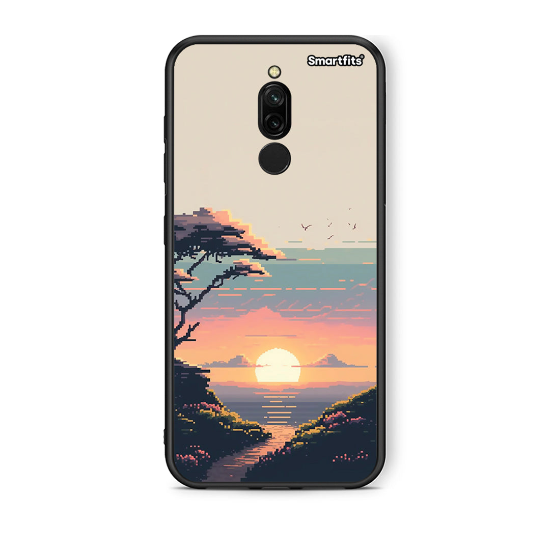 Xiaomi Redmi 8 Pixel Sunset Θήκη από τη Smartfits με σχέδιο στο πίσω μέρος και μαύρο περίβλημα | Smartphone case with colorful back and black bezels by Smartfits