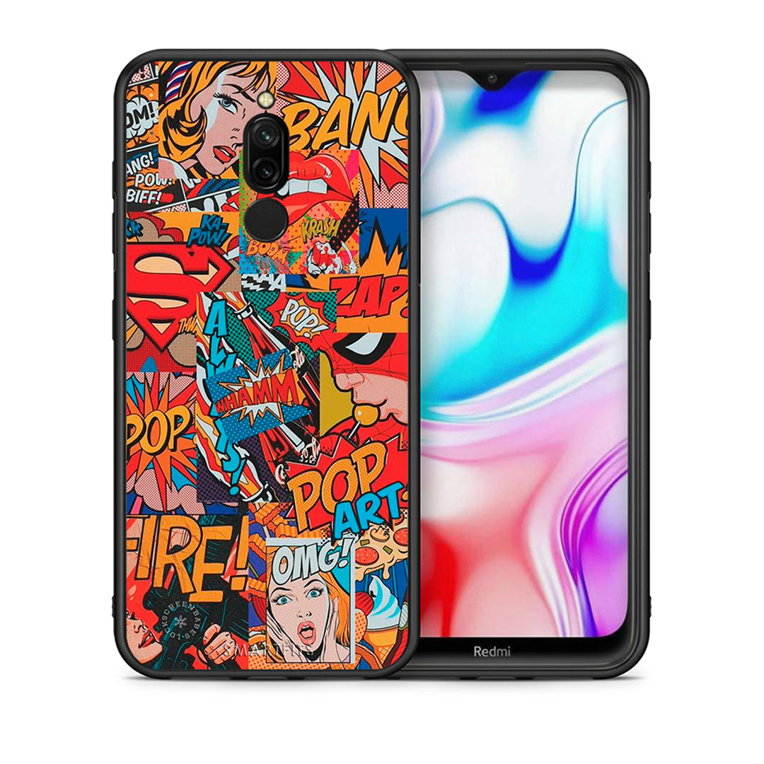 Θήκη Xiaomi Redmi 8 PopArt OMG από τη Smartfits με σχέδιο στο πίσω μέρος και μαύρο περίβλημα | Xiaomi Redmi 8 PopArt OMG case with colorful back and black bezels