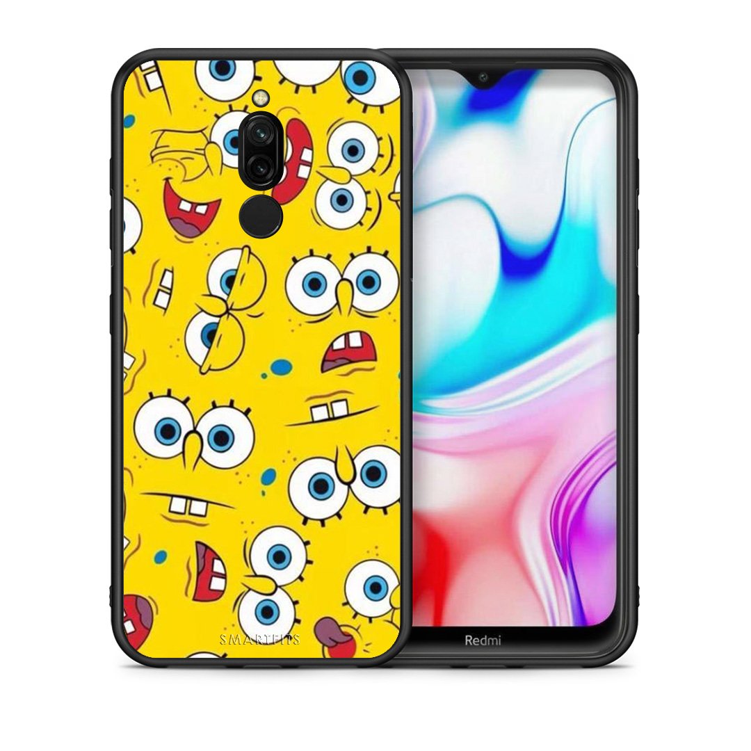 Θήκη Xiaomi Redmi 8 Sponge PopArt από τη Smartfits με σχέδιο στο πίσω μέρος και μαύρο περίβλημα | Xiaomi Redmi 8 Sponge PopArt case with colorful back and black bezels