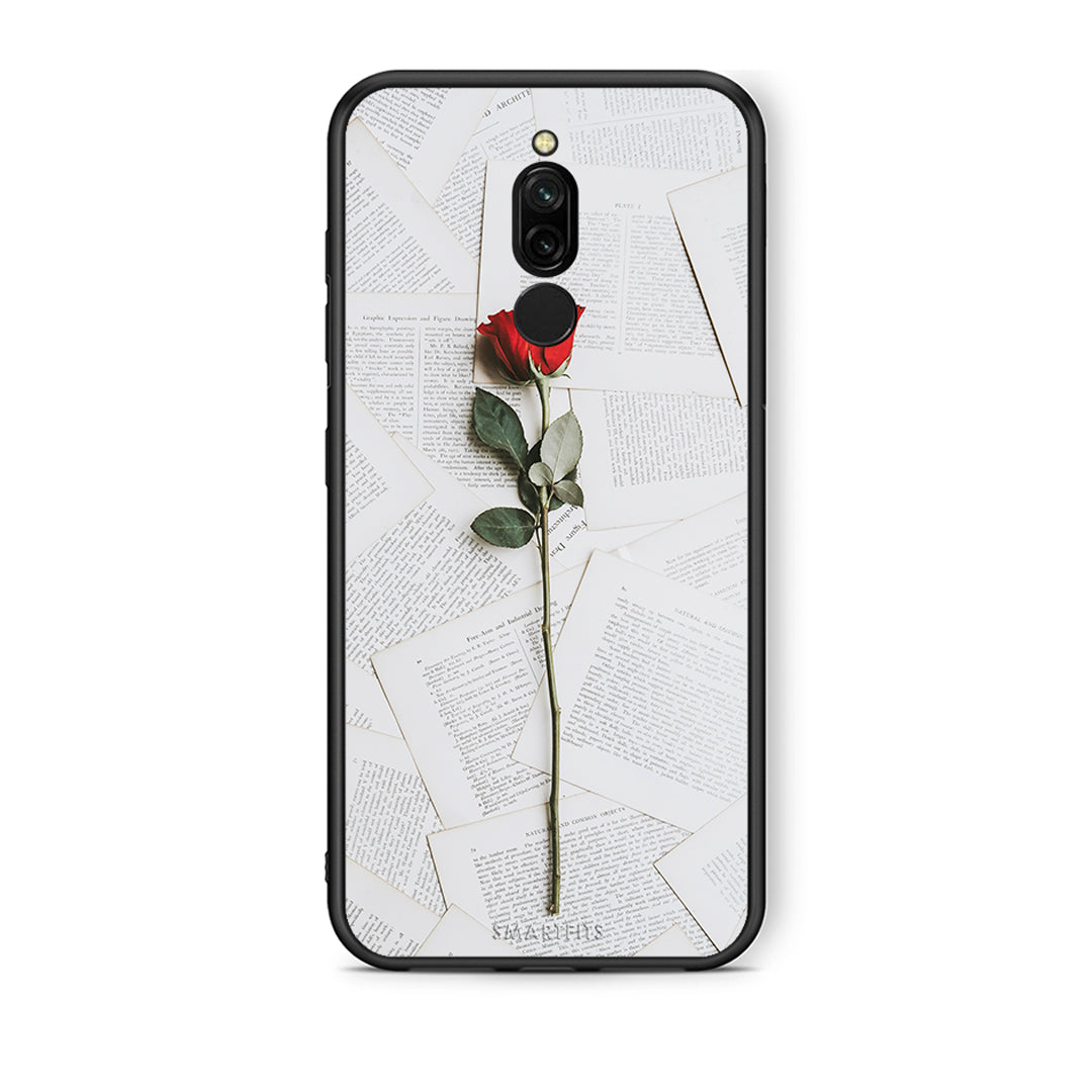 Xiaomi Redmi 8 Red Rose θήκη από τη Smartfits με σχέδιο στο πίσω μέρος και μαύρο περίβλημα | Smartphone case with colorful back and black bezels by Smartfits