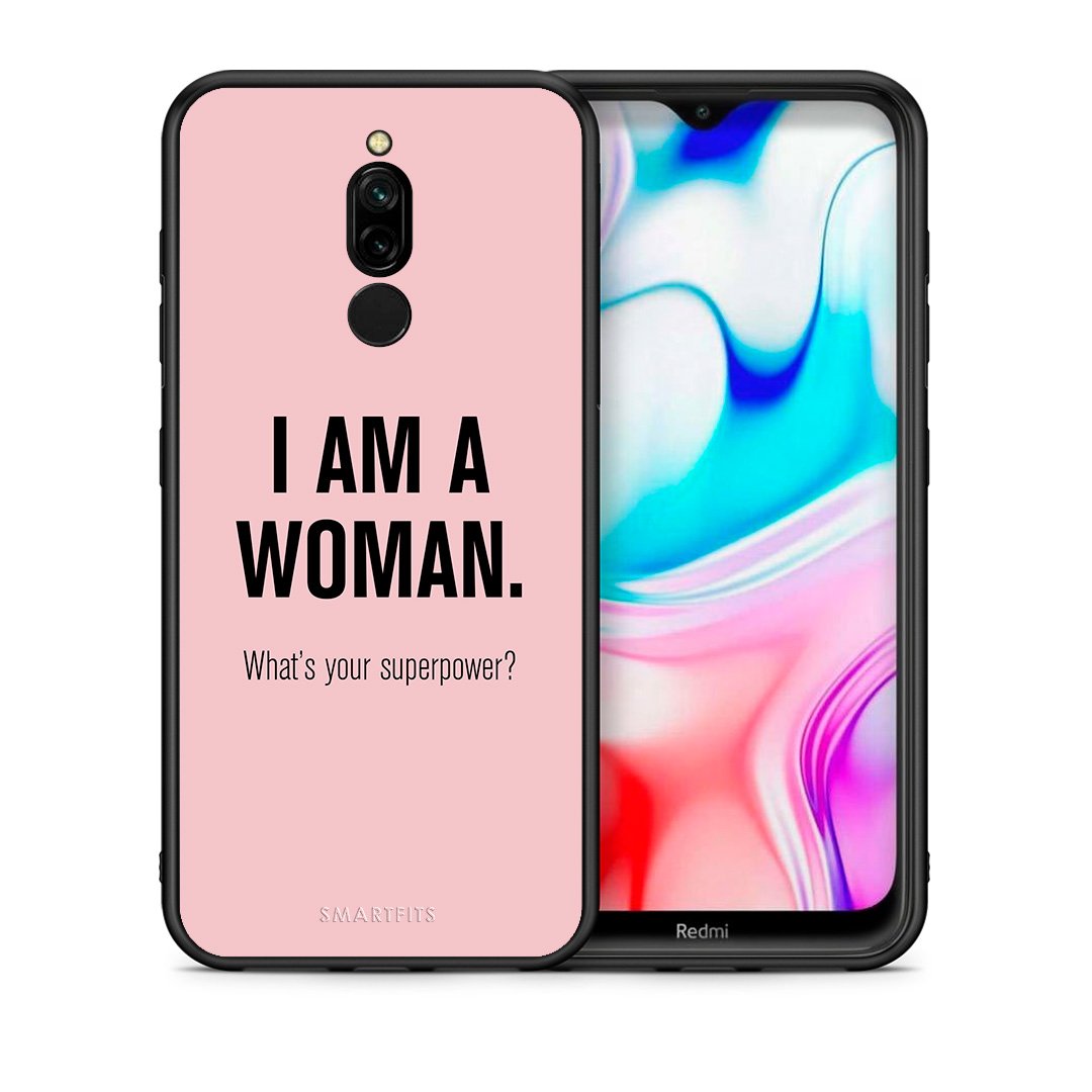 Θήκη Xiaomi Redmi 8 Superpower Woman από τη Smartfits με σχέδιο στο πίσω μέρος και μαύρο περίβλημα | Xiaomi Redmi 8 Superpower Woman case with colorful back and black bezels