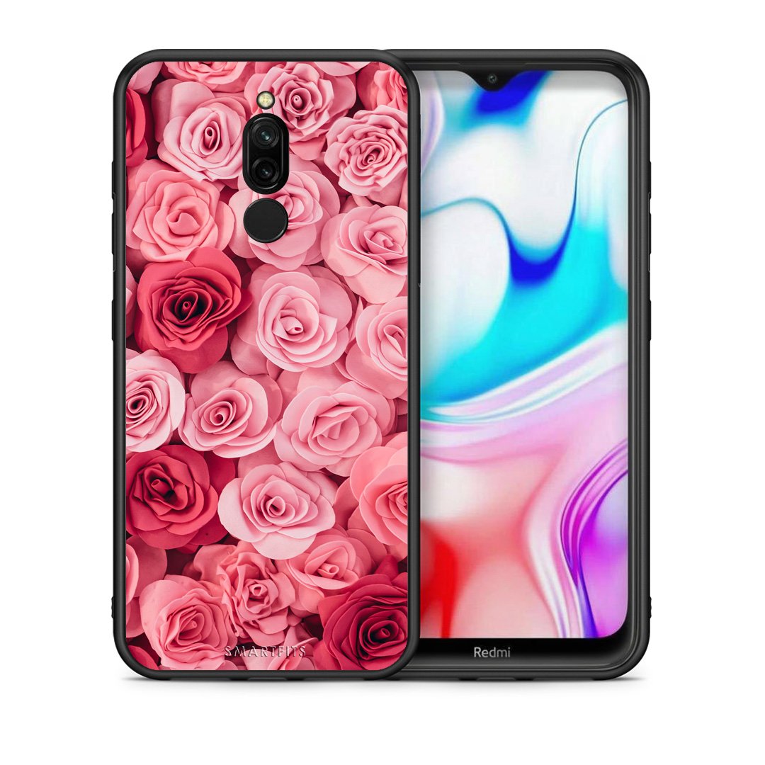Θήκη Xiaomi Redmi 8 RoseGarden Valentine από τη Smartfits με σχέδιο στο πίσω μέρος και μαύρο περίβλημα | Xiaomi Redmi 8 RoseGarden Valentine case with colorful back and black bezels
