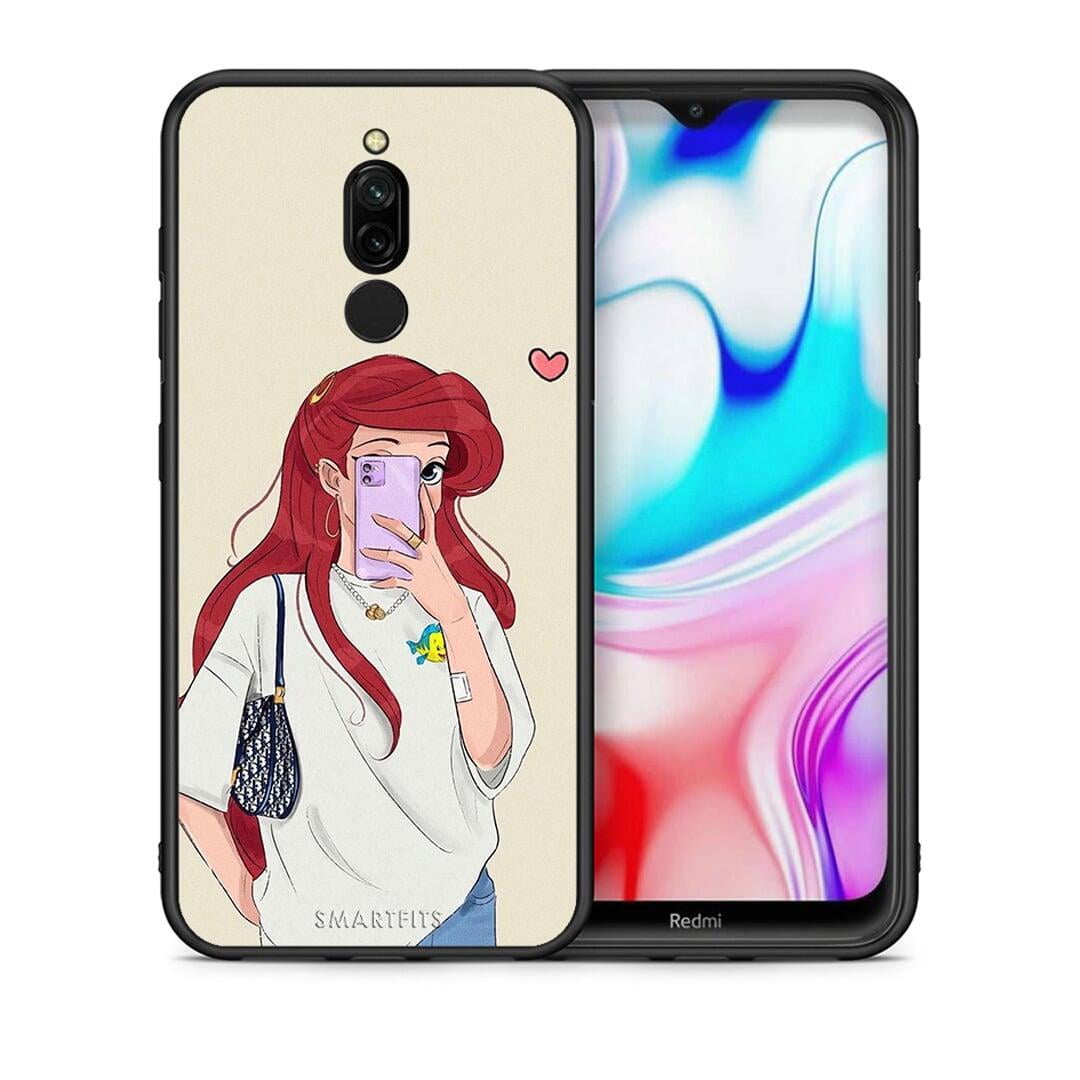 Θήκη Xiaomi Redmi 8 Walking Mermaid από τη Smartfits με σχέδιο στο πίσω μέρος και μαύρο περίβλημα | Xiaomi Redmi 8 Walking Mermaid case with colorful back and black bezels