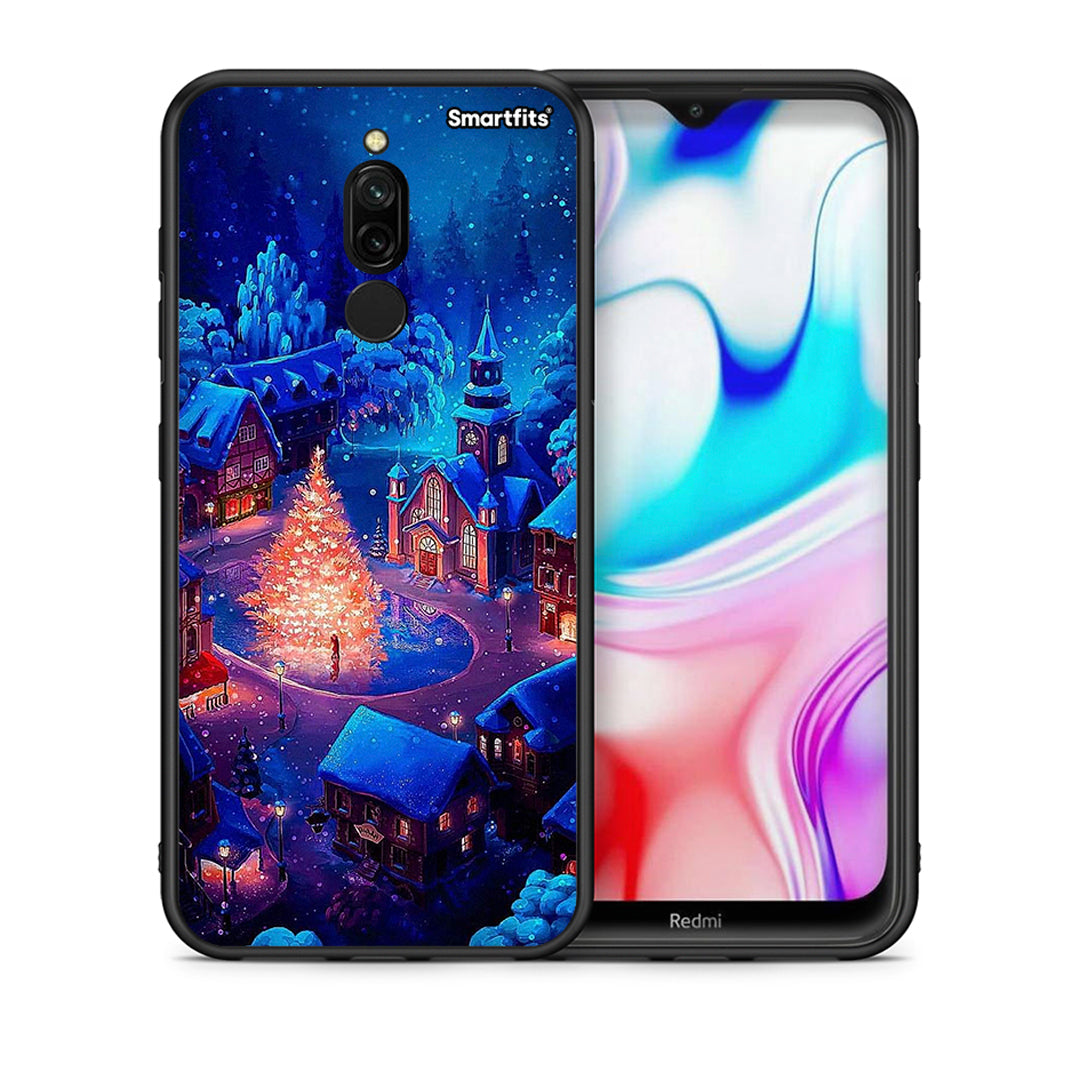 Θήκη Xiaomi Redmi 8 Xmas Village από τη Smartfits με σχέδιο στο πίσω μέρος και μαύρο περίβλημα | Xiaomi Redmi 8 Xmas Village case with colorful back and black bezels