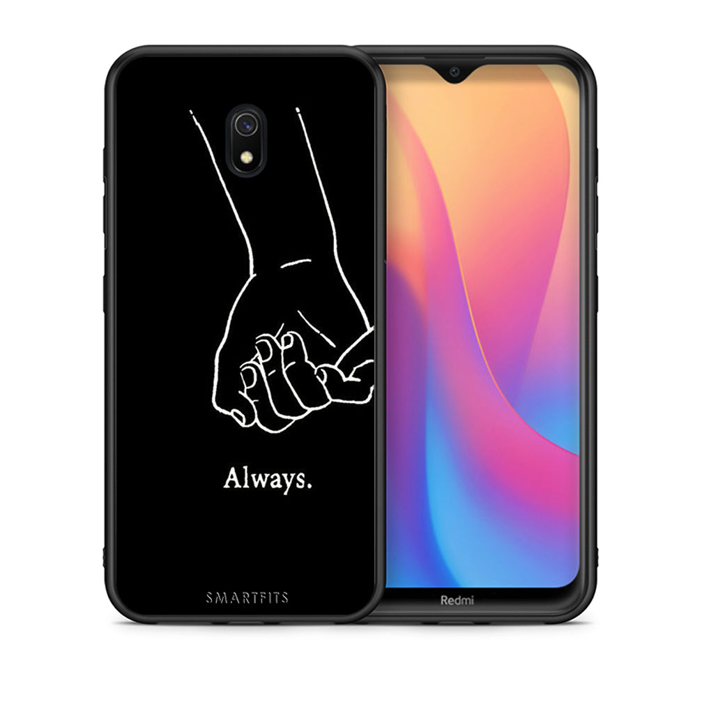 Θήκη Αγίου Βαλεντίνου Xiaomi Redmi 8A Always & Forever 1 από τη Smartfits με σχέδιο στο πίσω μέρος και μαύρο περίβλημα | Xiaomi Redmi 8A Always & Forever 1 case with colorful back and black bezels