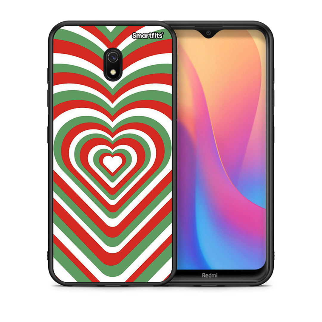 Θήκη Xiaomi Redmi 8A Christmas Hearts από τη Smartfits με σχέδιο στο πίσω μέρος και μαύρο περίβλημα | Xiaomi Redmi 8A Christmas Hearts case with colorful back and black bezels