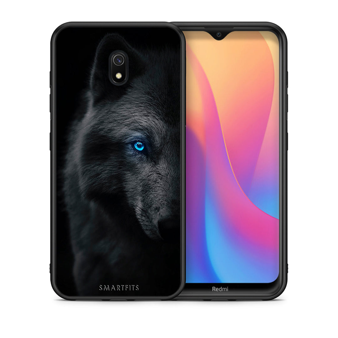 Θήκη Xiaomi Redmi 8A Dark Wolf από τη Smartfits με σχέδιο στο πίσω μέρος και μαύρο περίβλημα | Xiaomi Redmi 8A Dark Wolf case with colorful back and black bezels