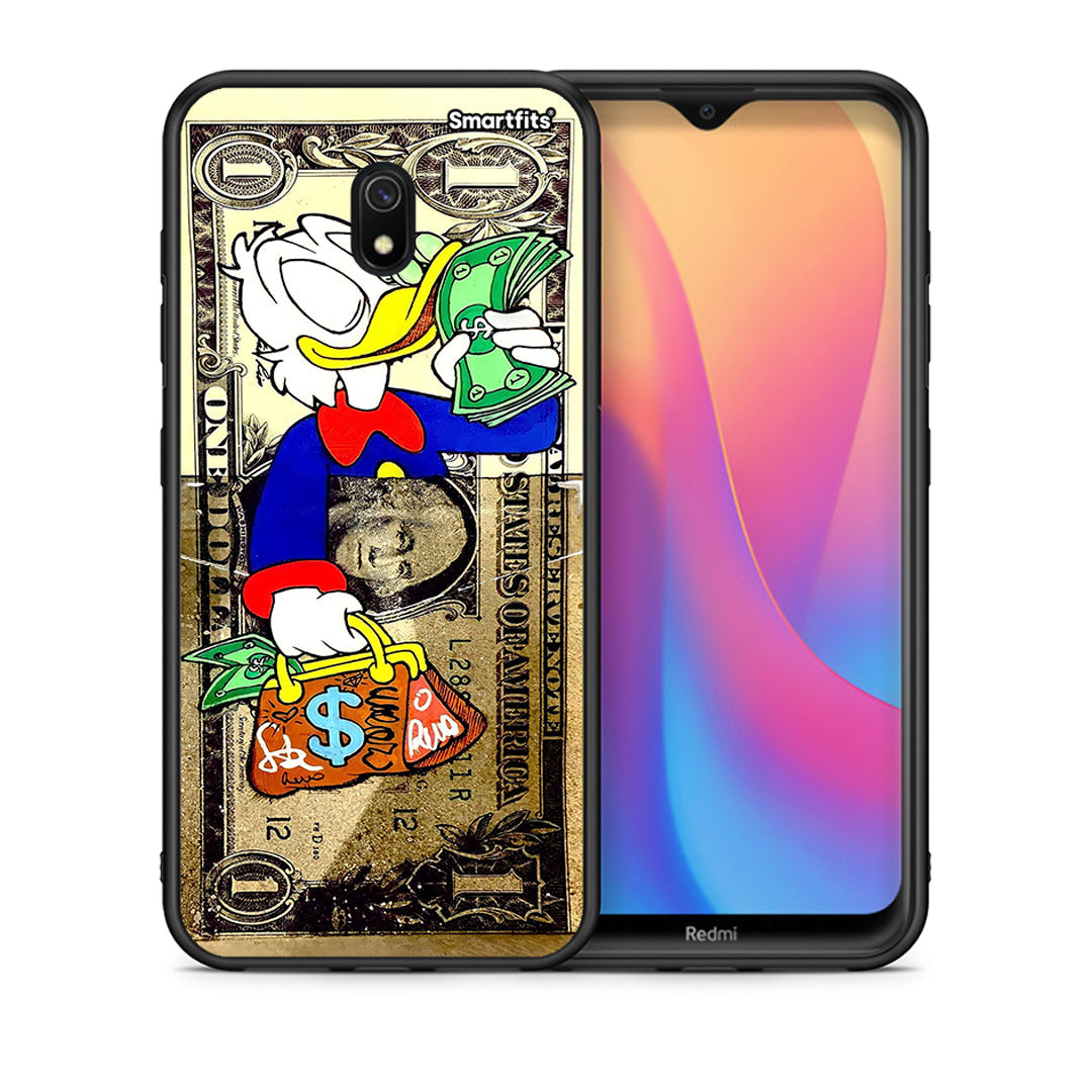 Θήκη Xiaomi Redmi 8A Duck Money από τη Smartfits με σχέδιο στο πίσω μέρος και μαύρο περίβλημα | Xiaomi Redmi 8A Duck Money case with colorful back and black bezels